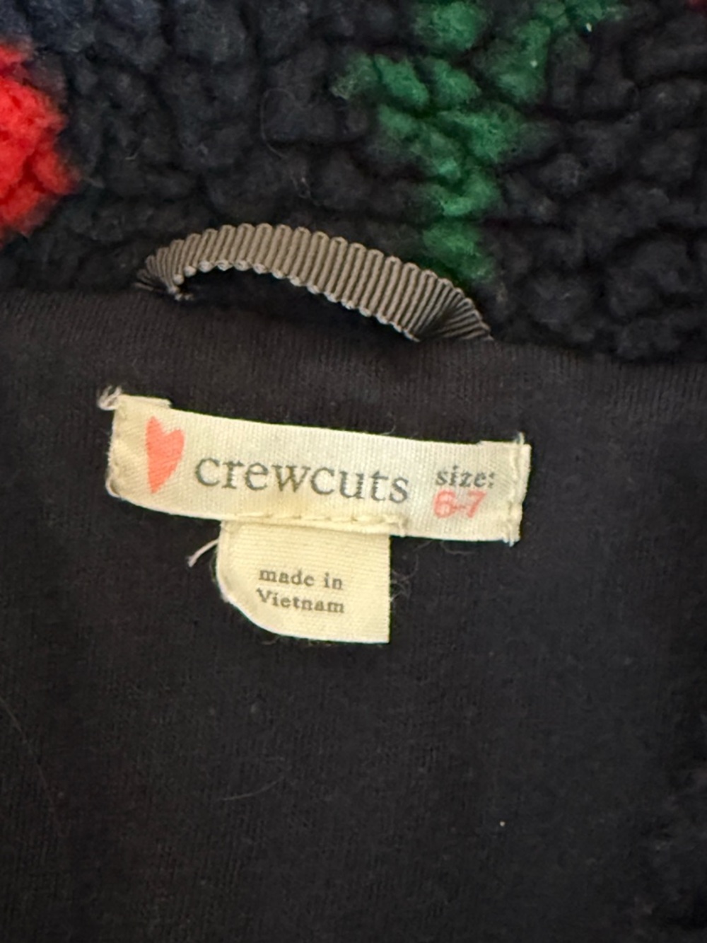 J Crew Crewcuts‎ • Cherry Fleece Sherpa Quarter Zip Pullover Size 6/7 Navy Red - Picture 6 of 8
